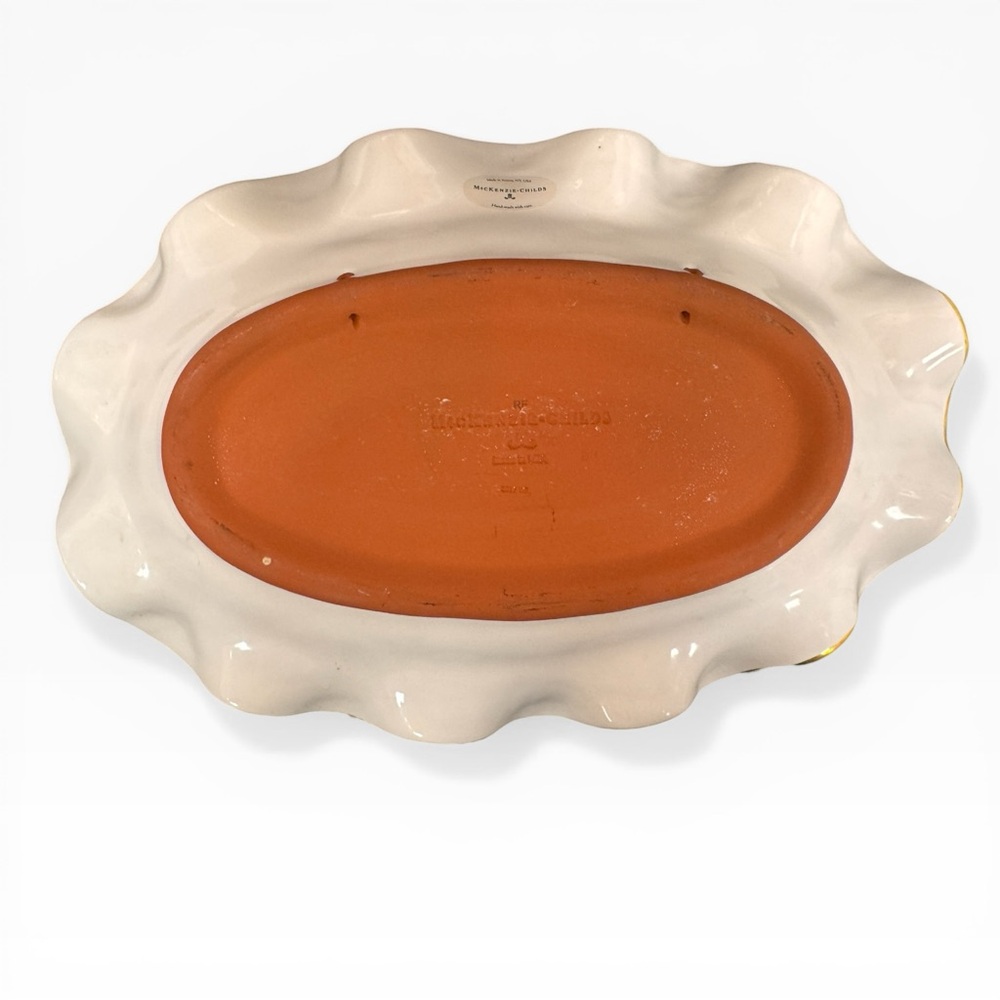MacKenzie-Childs Courtly Check large Ceramic Serving Platter, scalloped edges - Picture 3 of 6